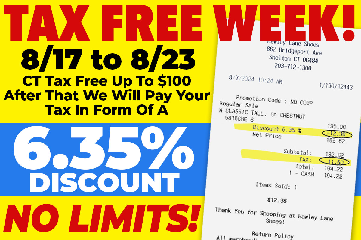 Tax Free Week at Hawley Lane Shoes